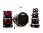 Pdp Pacific Concept Maple CM7 - Batteria 7 Pezzi in Red to Black Fade
